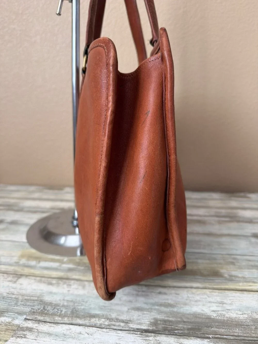 1970/80s Coach Glove Tanned British Tan Marketing Tote Bag NYC 399-0645 w/FLAWS - Picture 5 of 15
